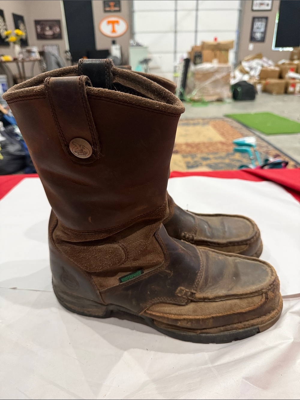 Georgia Boot Brown Work Boots with Waterproof Label